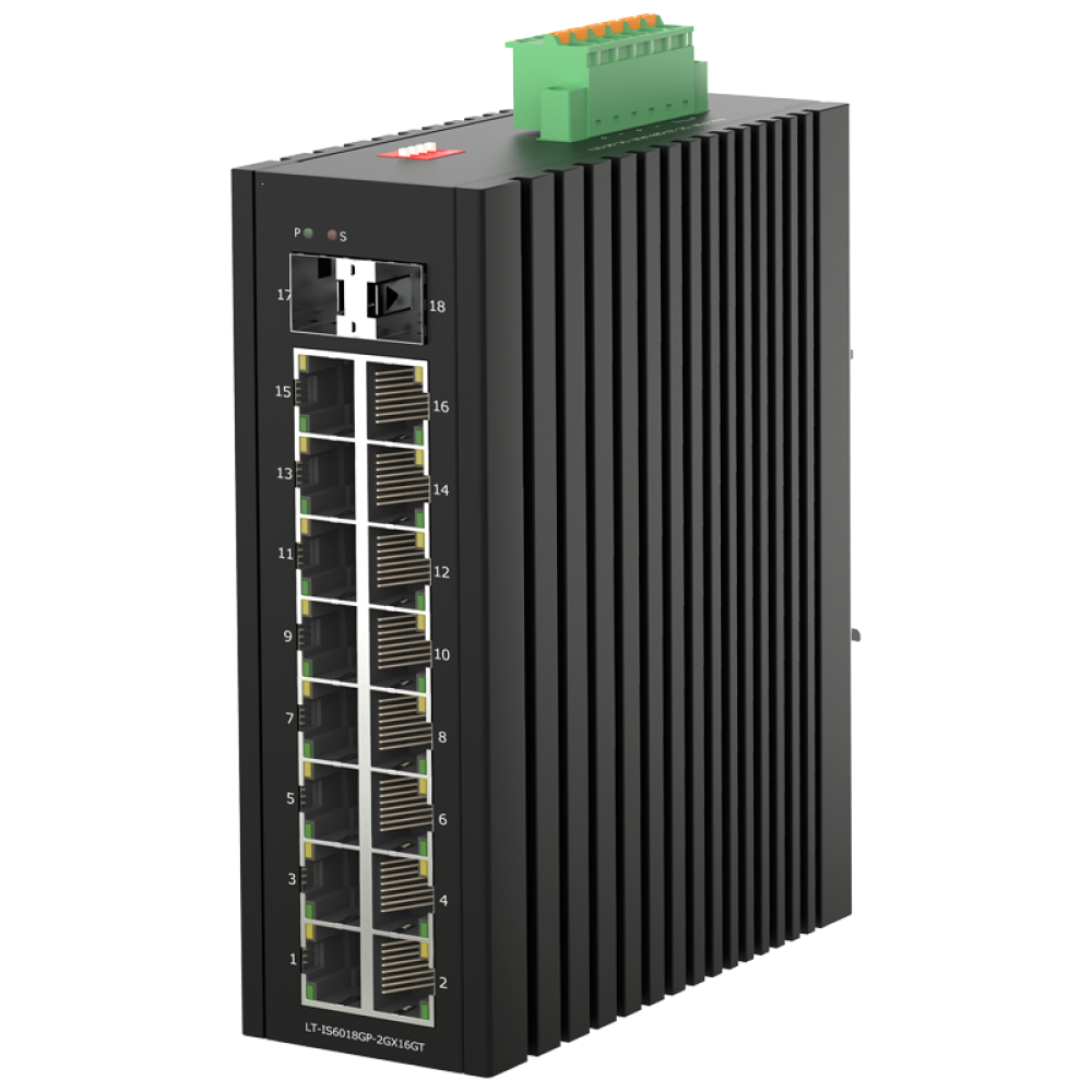 16*10/100/1000Base-T PoE + 2*1000Base-X   Industrial PoE Switch