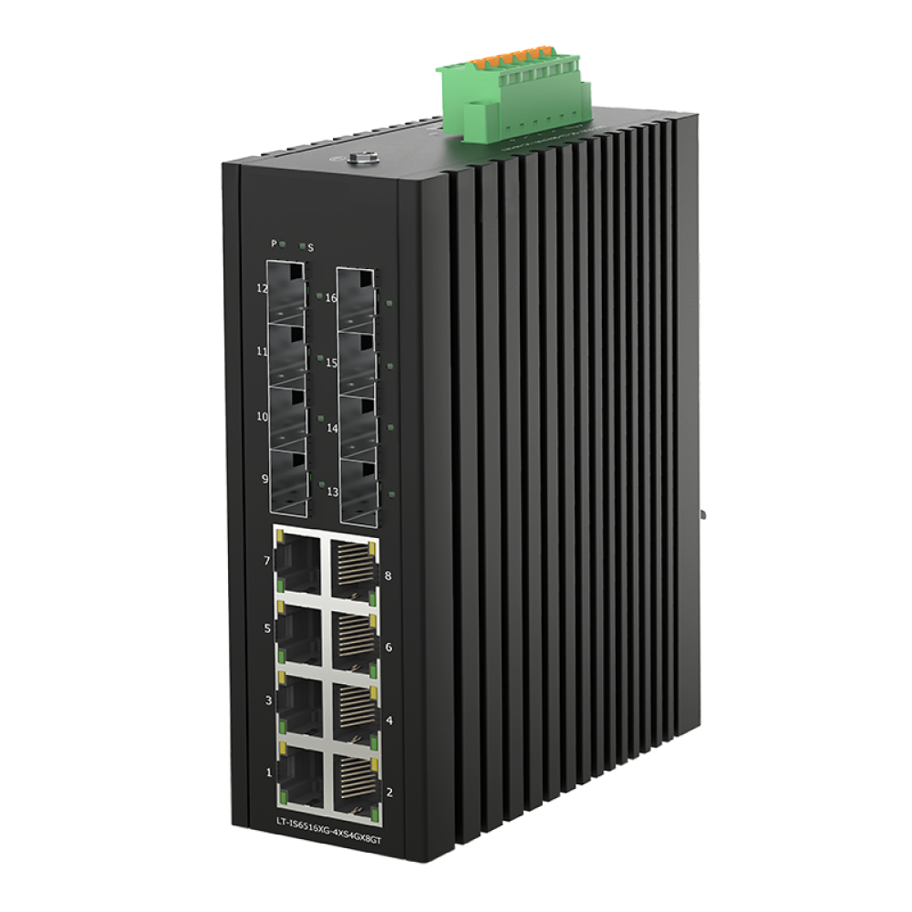 8*10/100/1000Base-T+ 4*100/1000Base-X SFP+ 4*1G/2.5G/10GBase-X SFP+ Layer 3 Managed Industrial Ethernet Switch