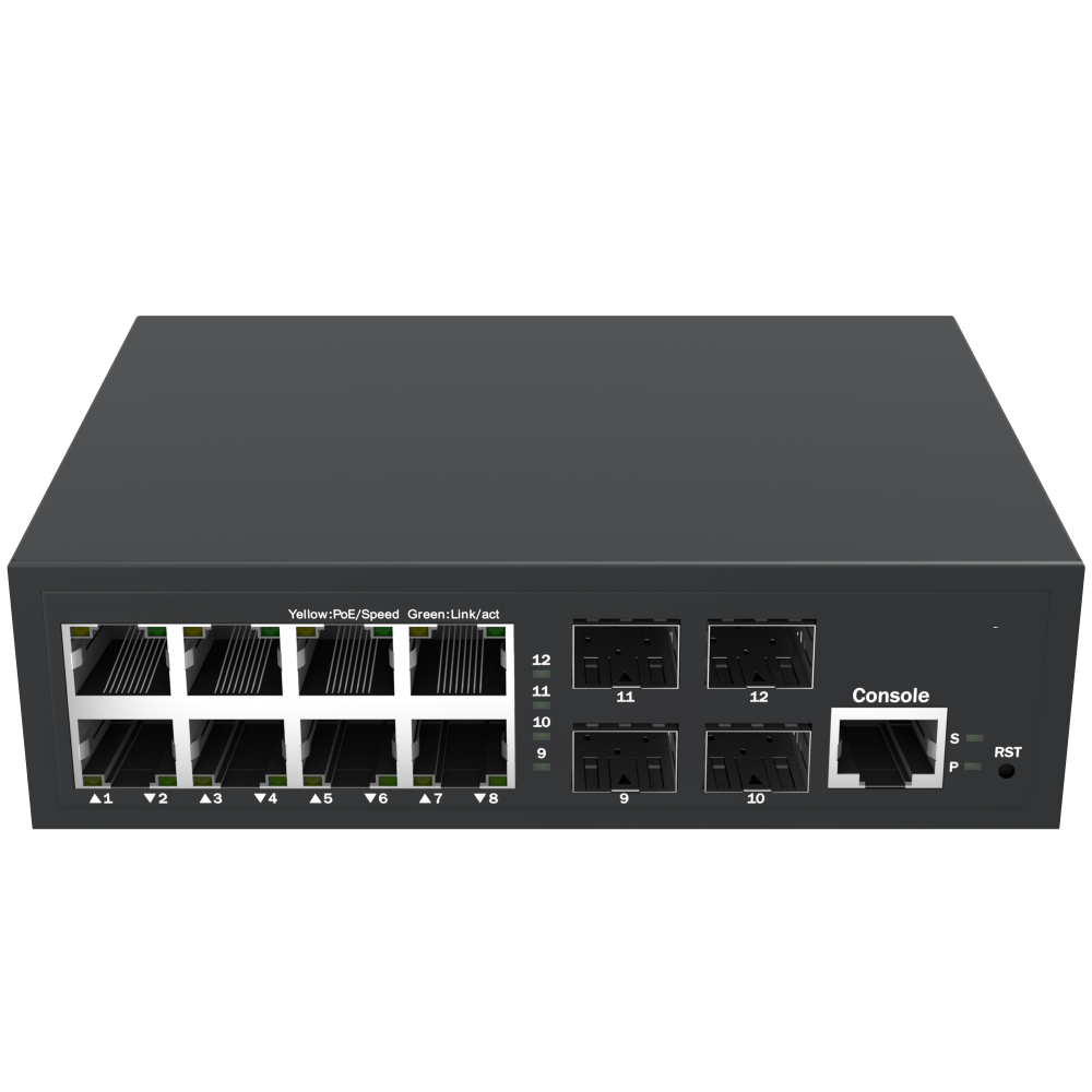 8*10/100/1000Base-T + 4*1G/2.5G SFP Layer 2+ Managed Ethernet Switch