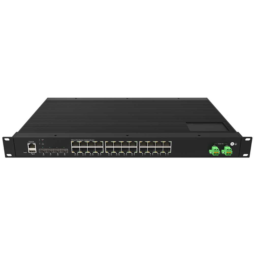 24*10/100/1000Base-T + 4*1G/2.5GBase-X SFP L2+ Managed Industrial Rack-mount PoE++ Switch